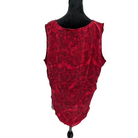 NYC Design Co Womens Red Silk Babydoll Tank Top Size 2X Empire Waist Sleeveless - Picture 6 of 7